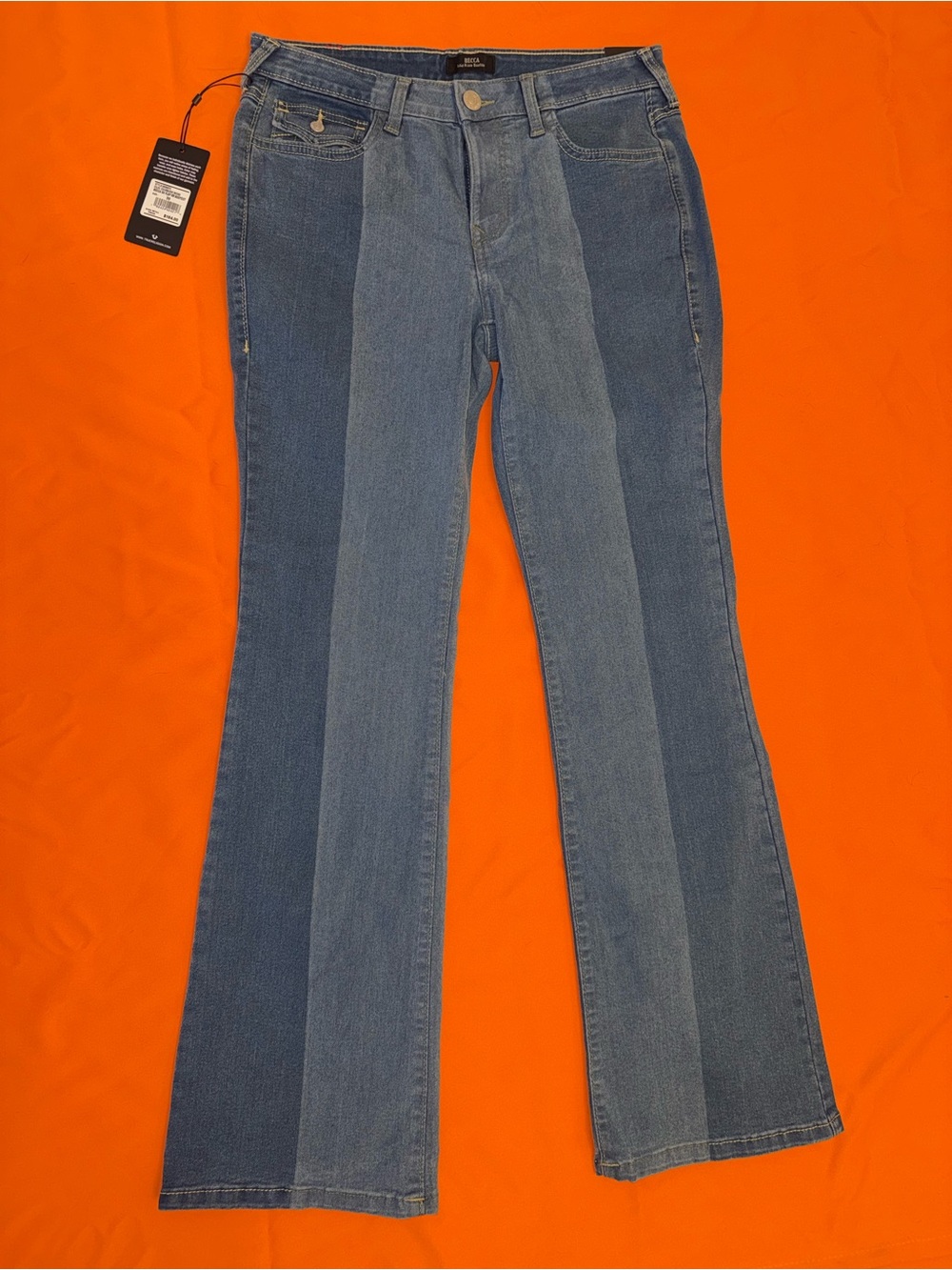 True Religion Women's Two-Tone Blue Boot Cut Jeans